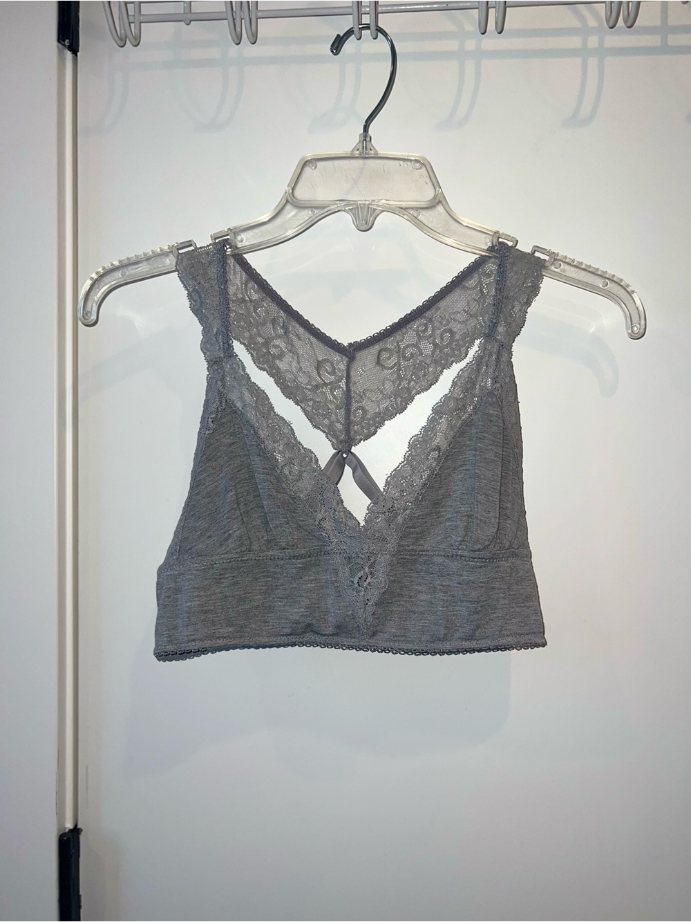 Honeydew - Lace Back Bralette in Heather Gray